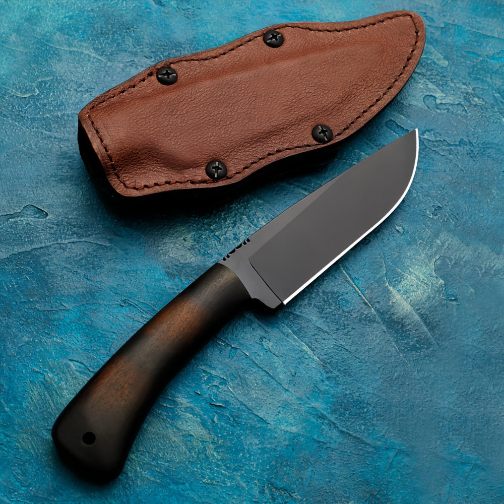 Heavy-Duty Survival Knife with Fixed Blade - Full-Tang Construction, Sharp Edge for Camping, Hunting, Tactical Use - Maple Handle - Sandwich Silent K Sheath with Non-Slip Grip - Outdoor Survival, Rescue, Everyday Carry - Idea