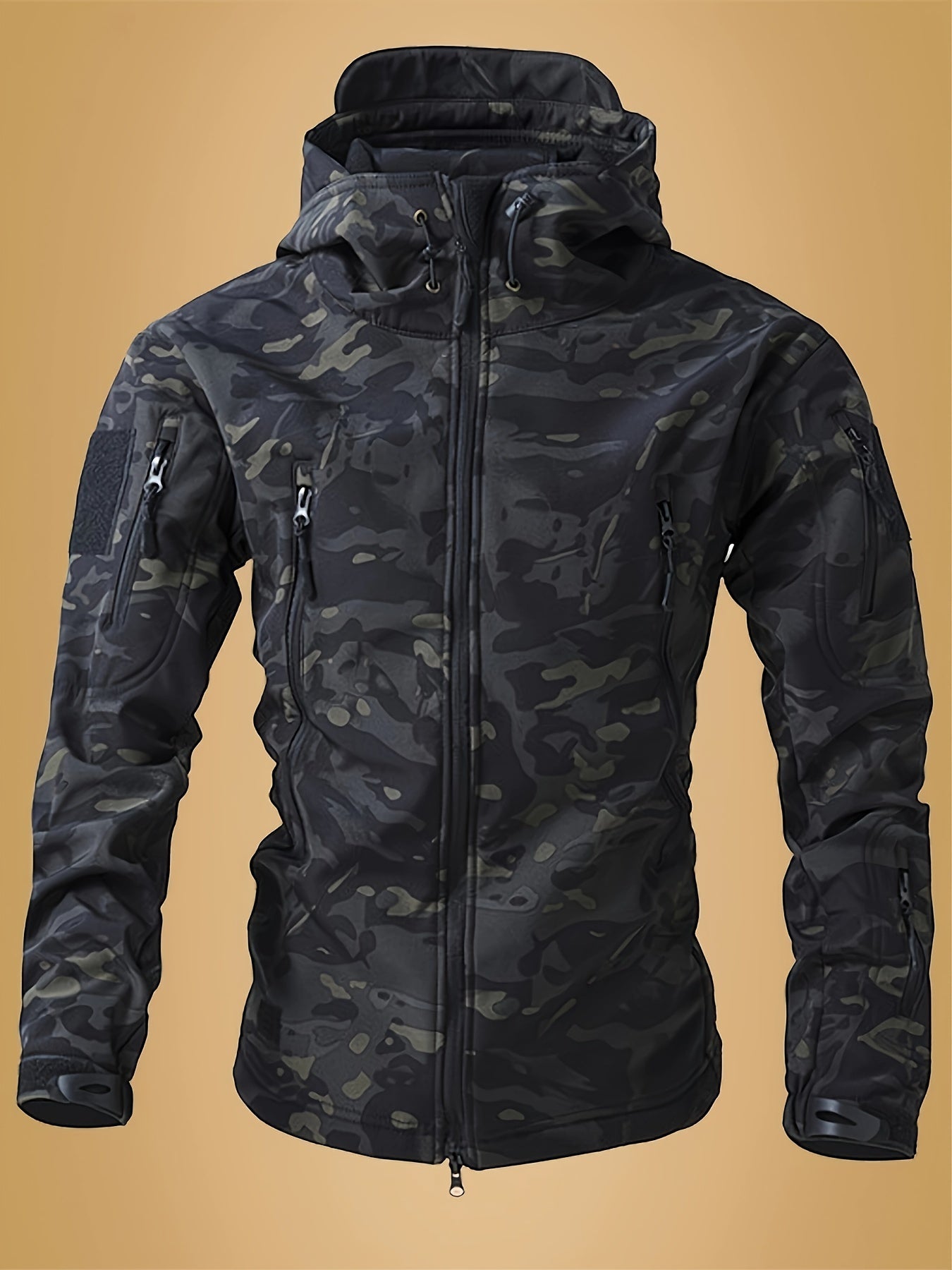 Men's Tactical Camouflage Jacket - Autumn and Winter Medium-Long Jacket with Hat and Zipper Closure, Jacket