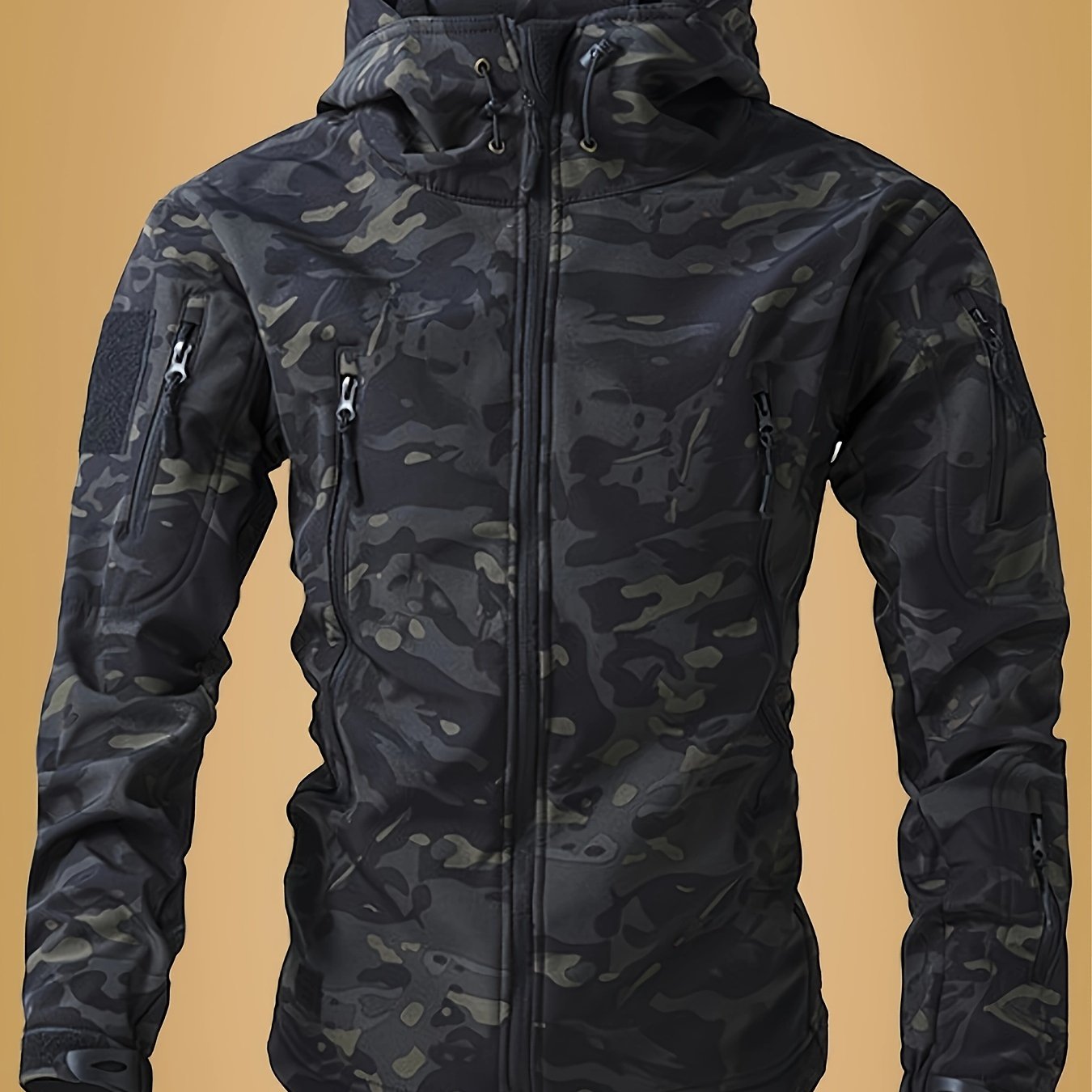 Men's Tactical Camouflage Jacket - Autumn and Winter Medium-Long Jacket with Hat and Zipper Closure, Jacket
