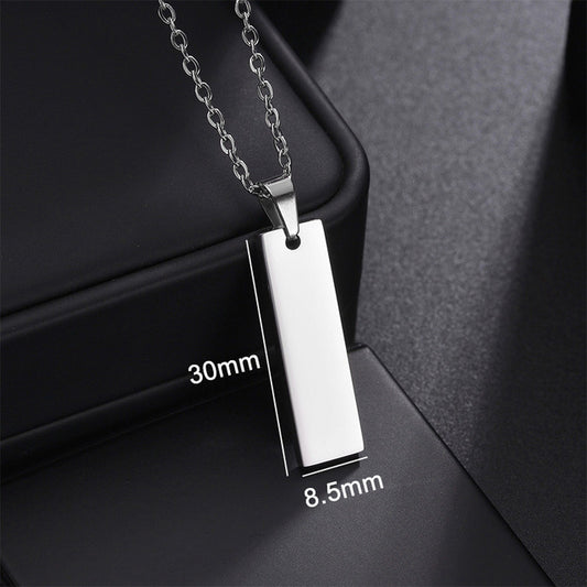 Stainless Steel Long Strip Military Laser Lettering Necklace