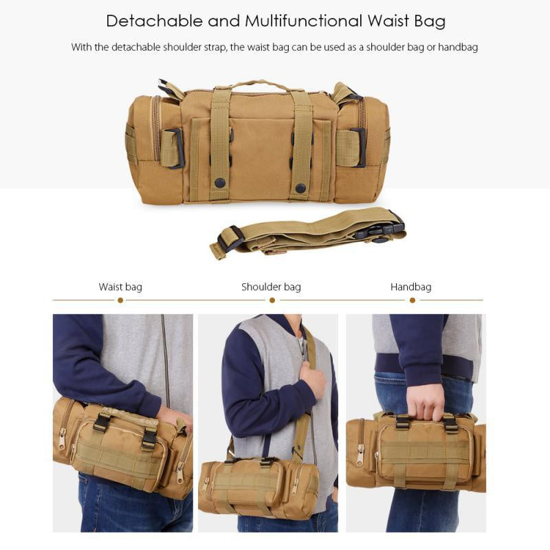 Tactical Multi-Tool Waist Pack - Black, Zippered, Durable Polyamide Fabric, Ideal for Cycling, Hiking, and Outdoor Activities, Outdoor Gear | Zippered Waist Pack | Adjustable Strap, Utility Waist Pack
