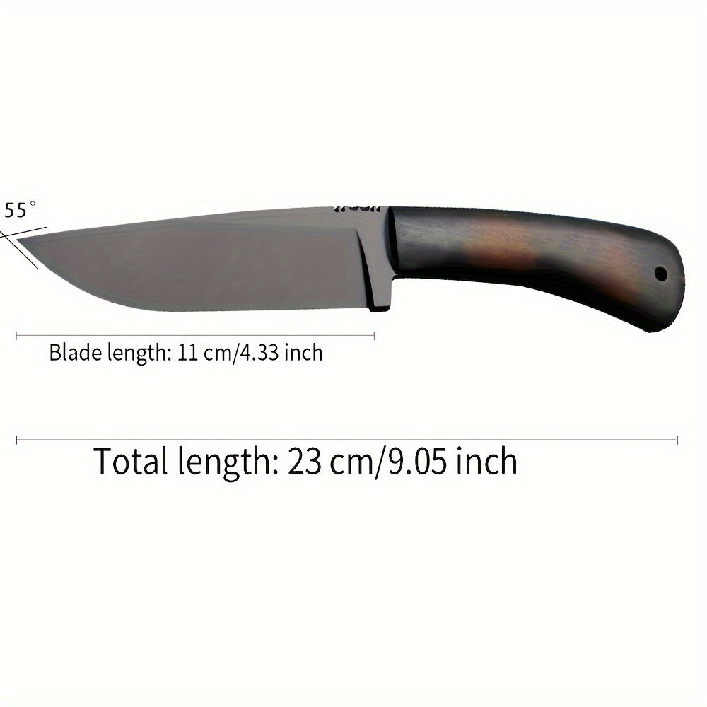 Heavy-Duty Survival Knife with Fixed Blade - Full-Tang Construction, Sharp Edge for Camping, Hunting, Tactical Use - Maple Handle - Sandwich Silent K Sheath with Non-Slip Grip - Outdoor Survival, Rescue, Everyday Carry - Idea