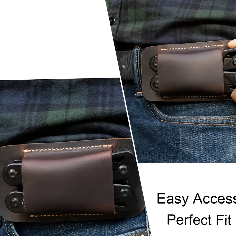 1pc Men's Tactical EDC Fanny Pack with PU Leather Folding Knife Sheath, Push-Out Design Belt Pouch for Pocket Knife, Non-Waterproof Faux Fur Material, Easy Carry Protective Storage Case