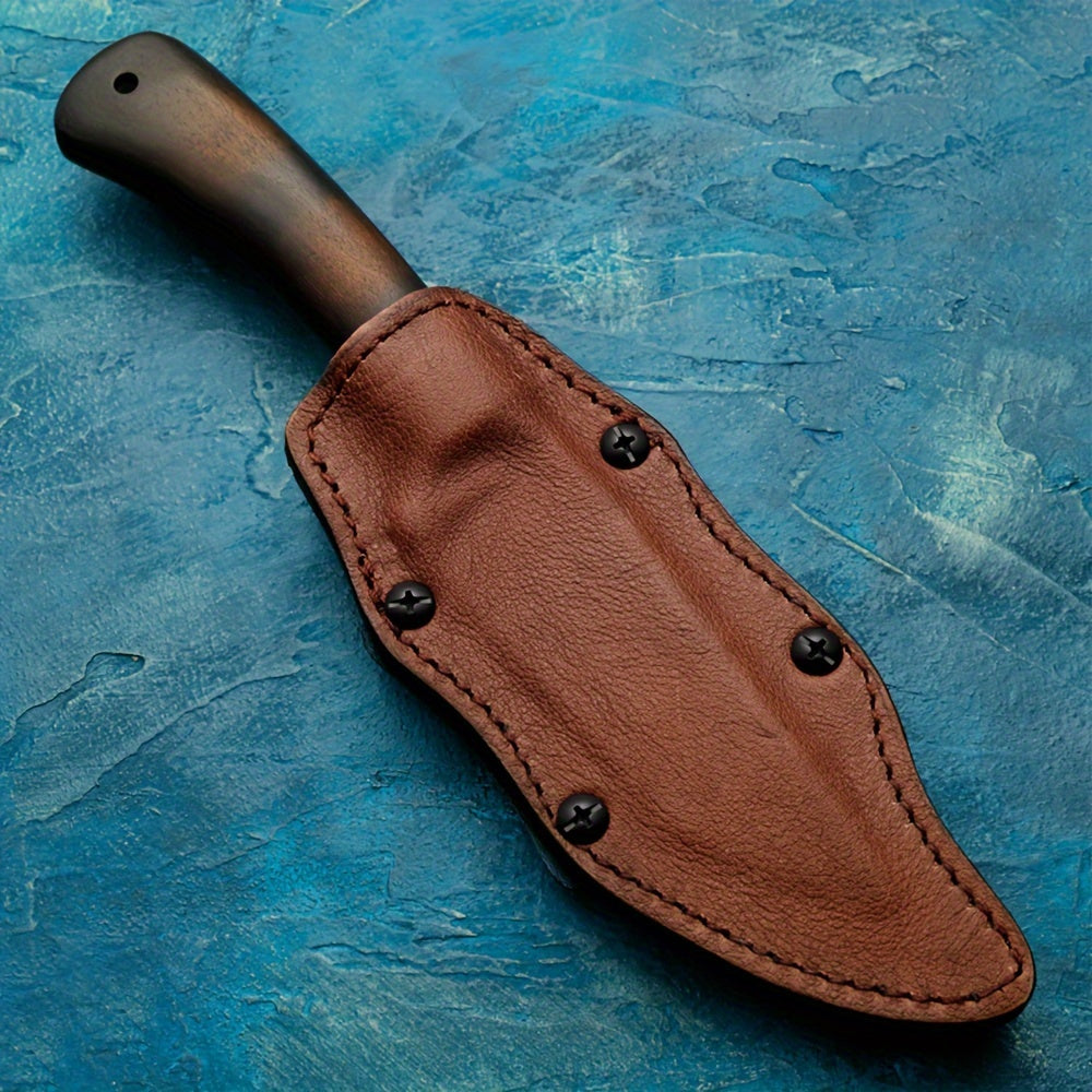 Heavy-Duty Survival Knife with Fixed Blade - Full-Tang Construction, Sharp Edge for Camping, Hunting, Tactical Use - Maple Handle - Sandwich Silent K Sheath with Non-Slip Grip - Outdoor Survival, Rescue, Everyday Carry - Idea