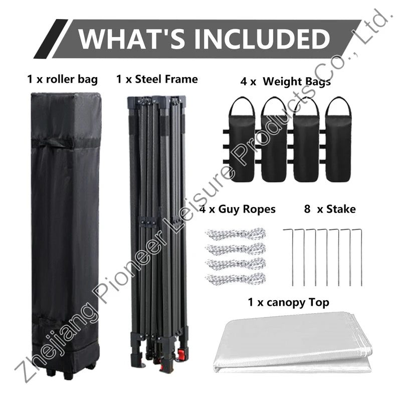 USA Stock Available 1 Person Set up 10x10 ft White Color Pop up Tent With Wheel Bag and Sandbags for Party Outdoor Event