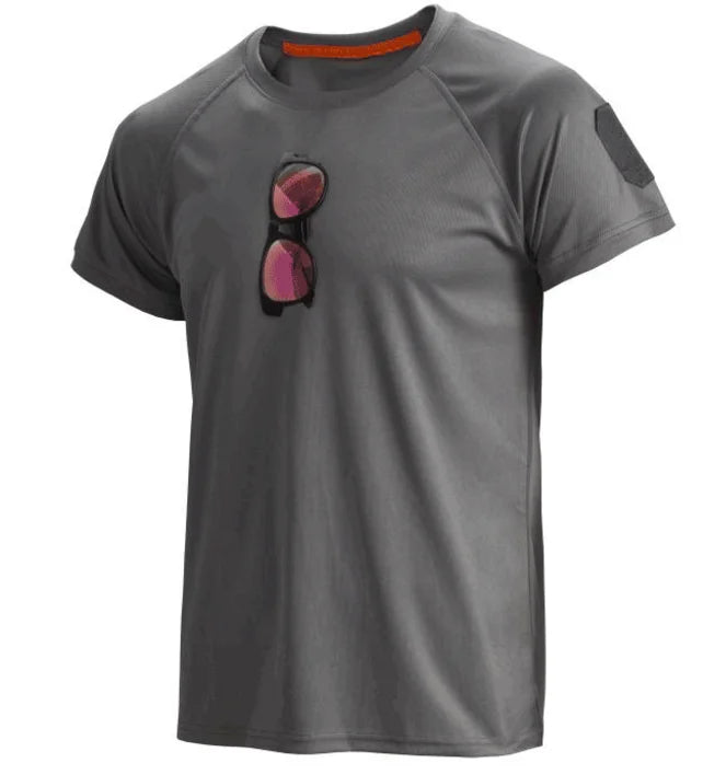 Men's Summer Quick Dry Pullerover O-Neck Lapel Tees Breathable Camping Trekking Hiking Climbing Quick Dry Sports M-4XL T-Shirt