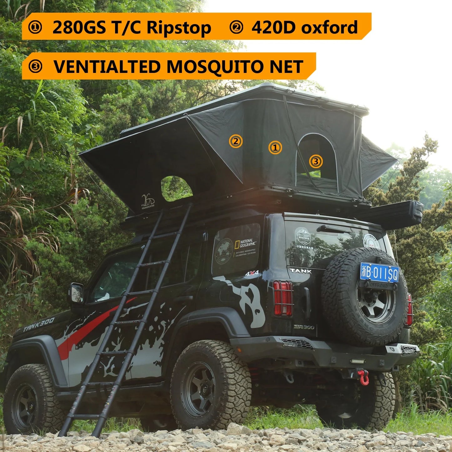 210*130*110CM Camping Automatic Pop up Suv Lightweight Hard Shell Aluminium Roof Top Tent