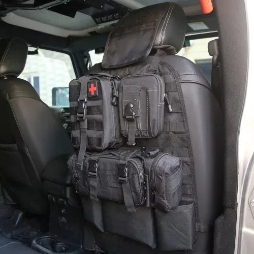 FCJ Luxury Universal Tactical Vehicle Back Seat Organizer 3 Detachable Pouches Made Oxford Polyester for Outdoor Car Seat Hook