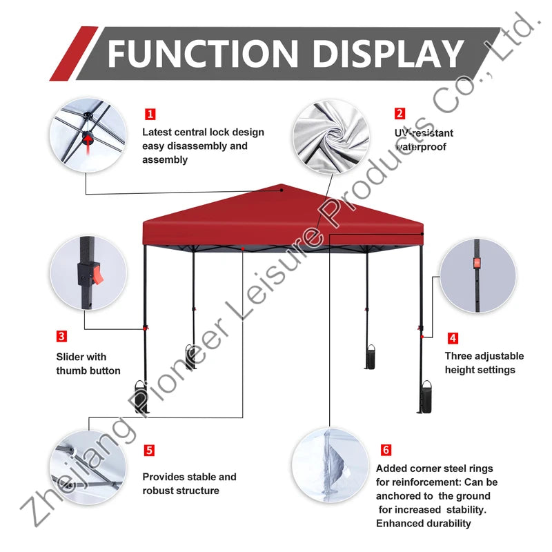 USA STOCK Outdoor Commercial Canopies Waterproof Easy Setup 10x10 Heavy Duty Pop up Canopy Tent Includes Wheeled Carry Bag