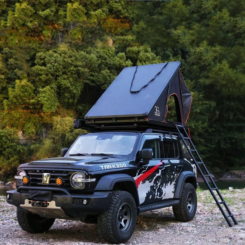Hot Selling Triangle Aluminum Hard Shell Off Road Suv Cars Pop up Outdoor Roof Top Tent With Annex