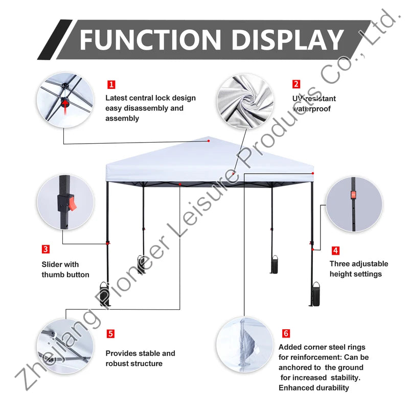 USA Stock Available 1 Person Set up 10x10 ft White Color Pop up Tent With Wheel Bag and Sandbags for Party Outdoor Event
