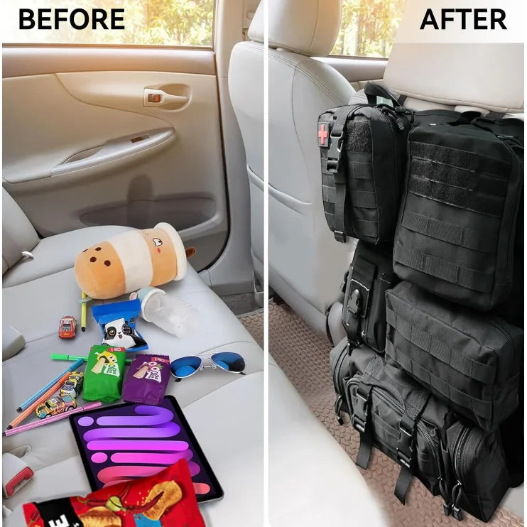 FCJ Luxury Sports Car Seat Back Molle Panel Organizer Universal Tactical with Oxford and Polyester Material