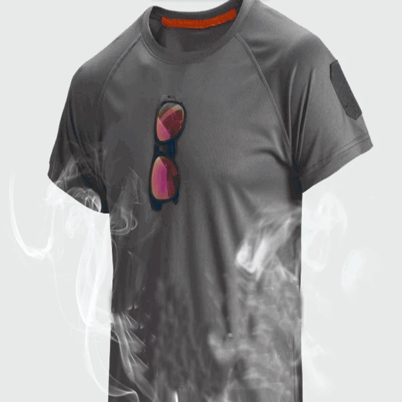 Men's Summer Quick Dry Pullerover O-Neck Lapel Tees Breathable Camping Trekking Hiking Climbing Quick Dry Sports M-4XL T-Shirt