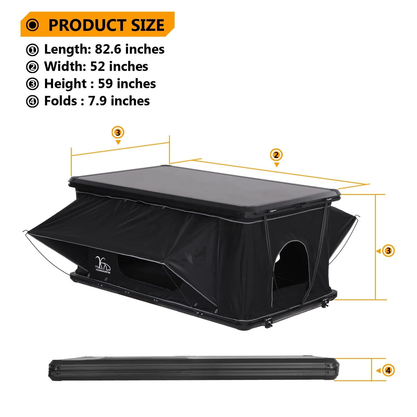 210*130*110CM Camping Automatic Pop up Suv Lightweight Hard Shell Aluminium Roof Top Tent