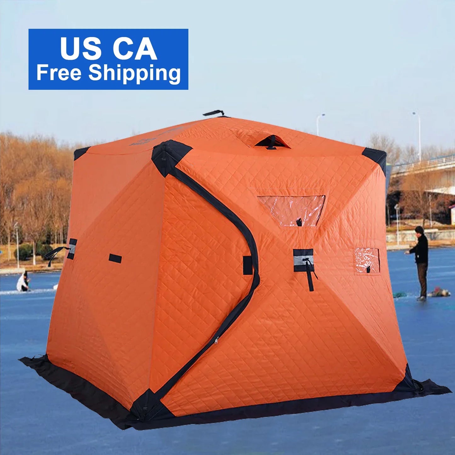 US CA Free Shipping Dropshipping Factory Supply Hexagonal Winter Ice Fishing Tent 2 3 4 Person Ice Fishing Sauna Tent Eskimo