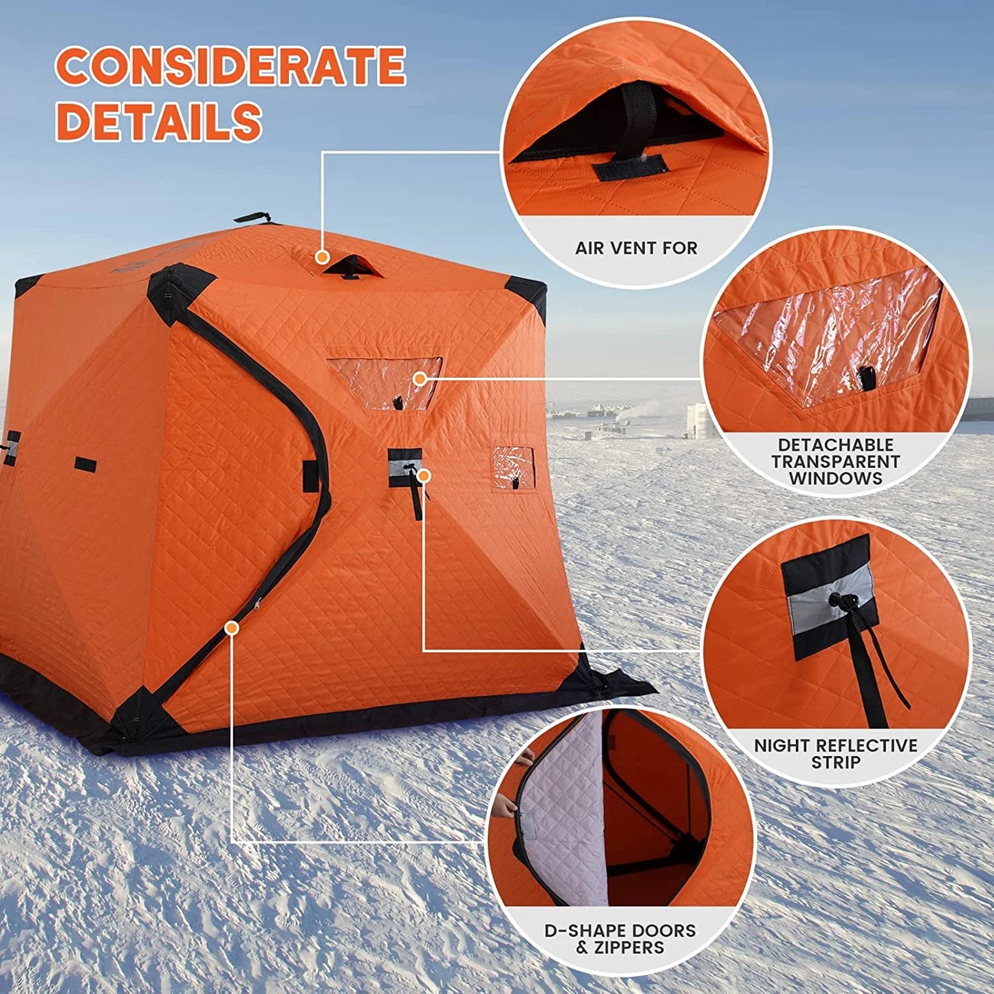 US CA Free Shipping Dropshipping Factory Supply Hexagonal Winter Ice Fishing Tent 2 3 4 Person Ice Fishing Sauna Tent Eskimo