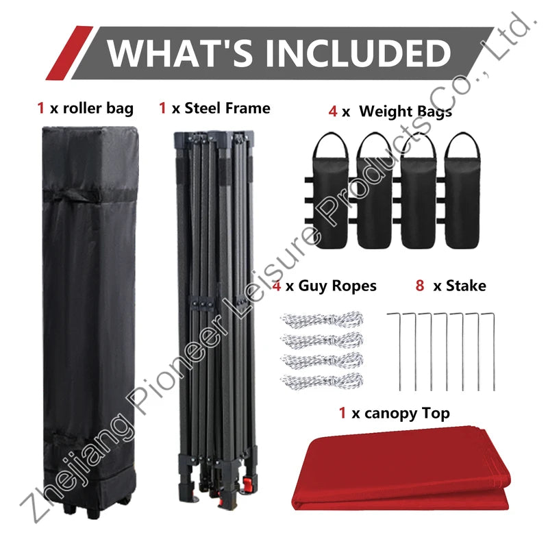 USA STOCK Outdoor Commercial Canopies Waterproof Easy Setup 10x10 Heavy Duty Pop up Canopy Tent Includes Wheeled Carry Bag