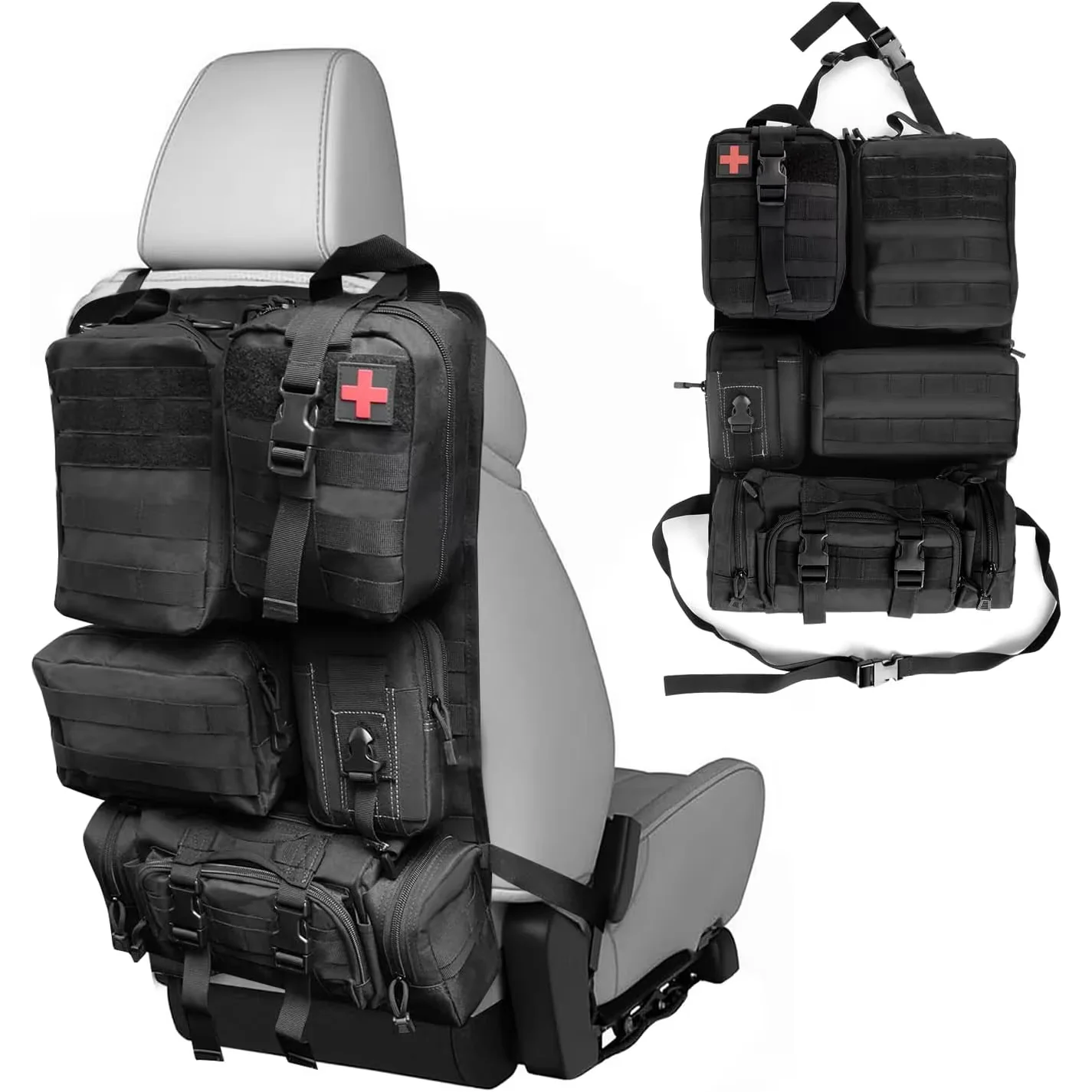 FCJ Luxury Sports Car Seat Back Molle Panel Organizer Universal Tactical with Oxford and Polyester Material