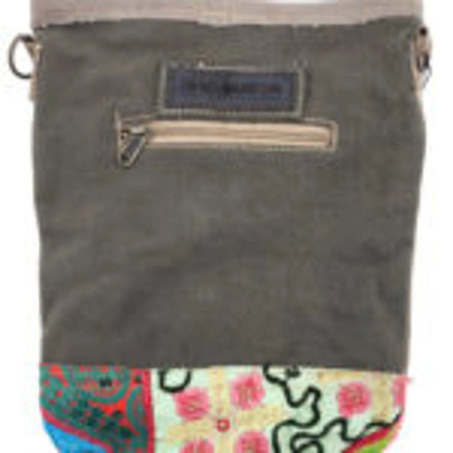 TD Recycled Crossbody Tent Travel Bag with Vintage Fabric Accented Pocket