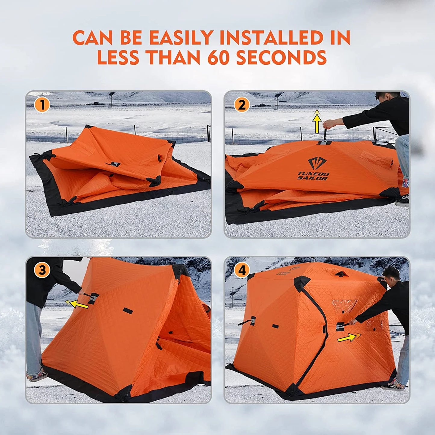 US CA Free Shipping Dropshipping Factory Supply Hexagonal Winter Ice Fishing Tent 2 3 4 Person Ice Fishing Sauna Tent Eskimo