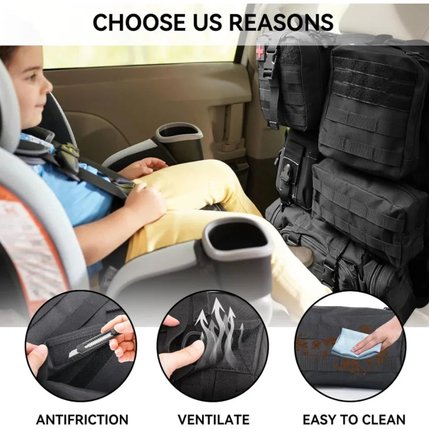 FCJ Luxury Sports Car Seat Back Molle Panel Organizer Universal Tactical with Oxford and Polyester Material
