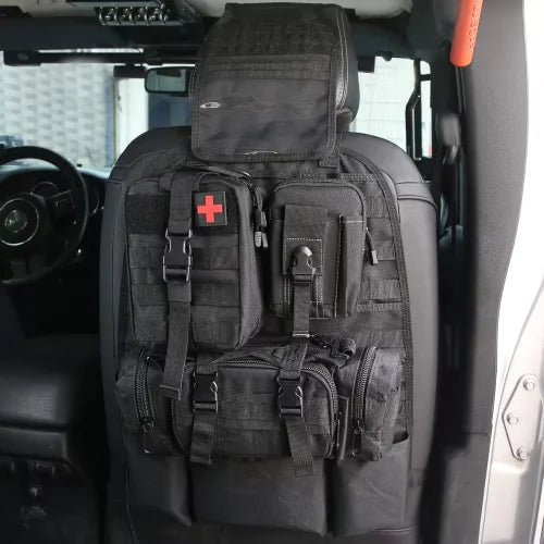 FCJ Luxury Universal Tactical Vehicle Back Seat Organizer 3 Detachable Pouches Made Oxford Polyester for Outdoor Car Seat Hook