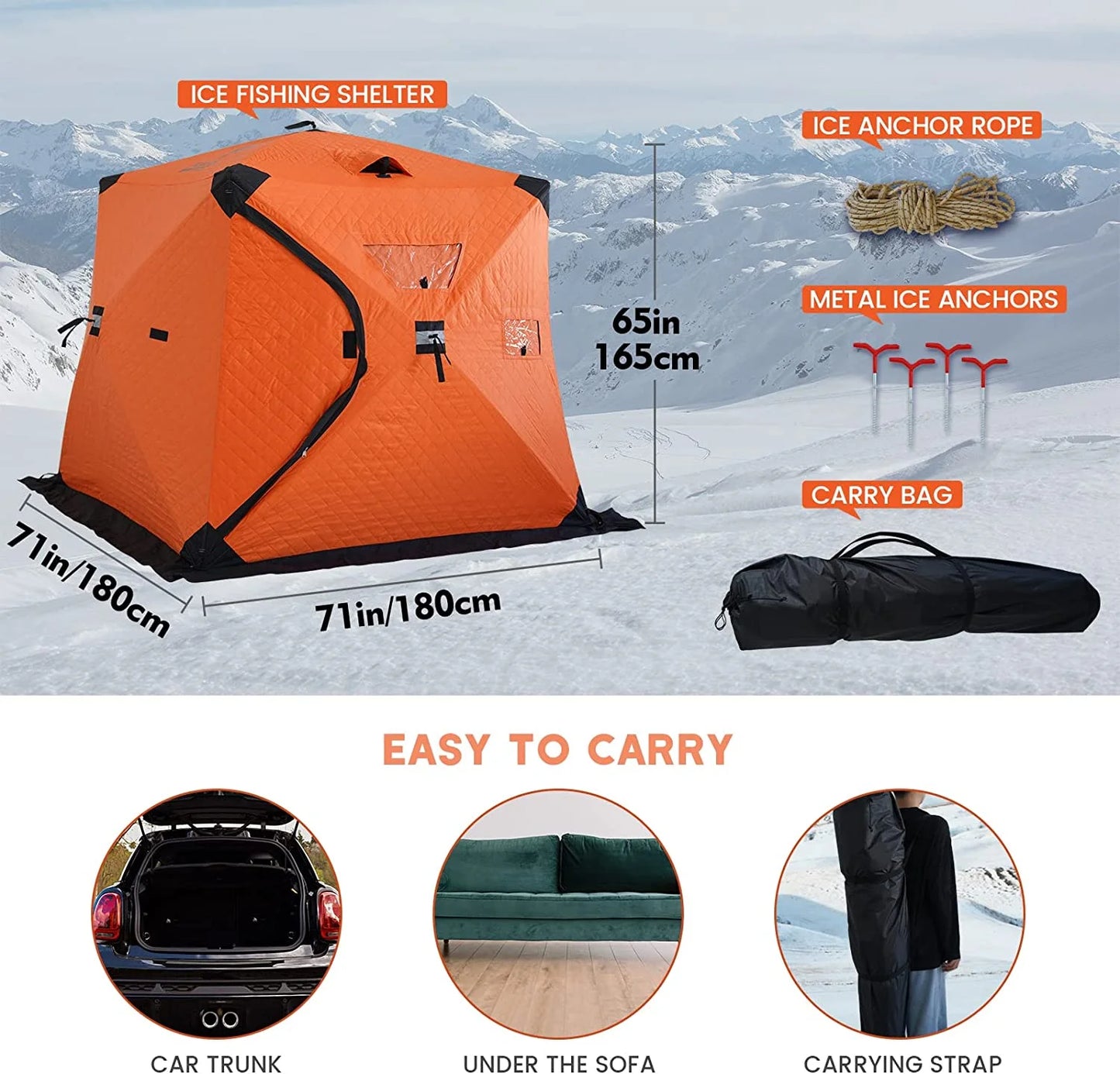 US CA Free Shipping Dropshipping Factory Supply Hexagonal Winter Ice Fishing Tent 2 3 4 Person Ice Fishing Sauna Tent Eskimo