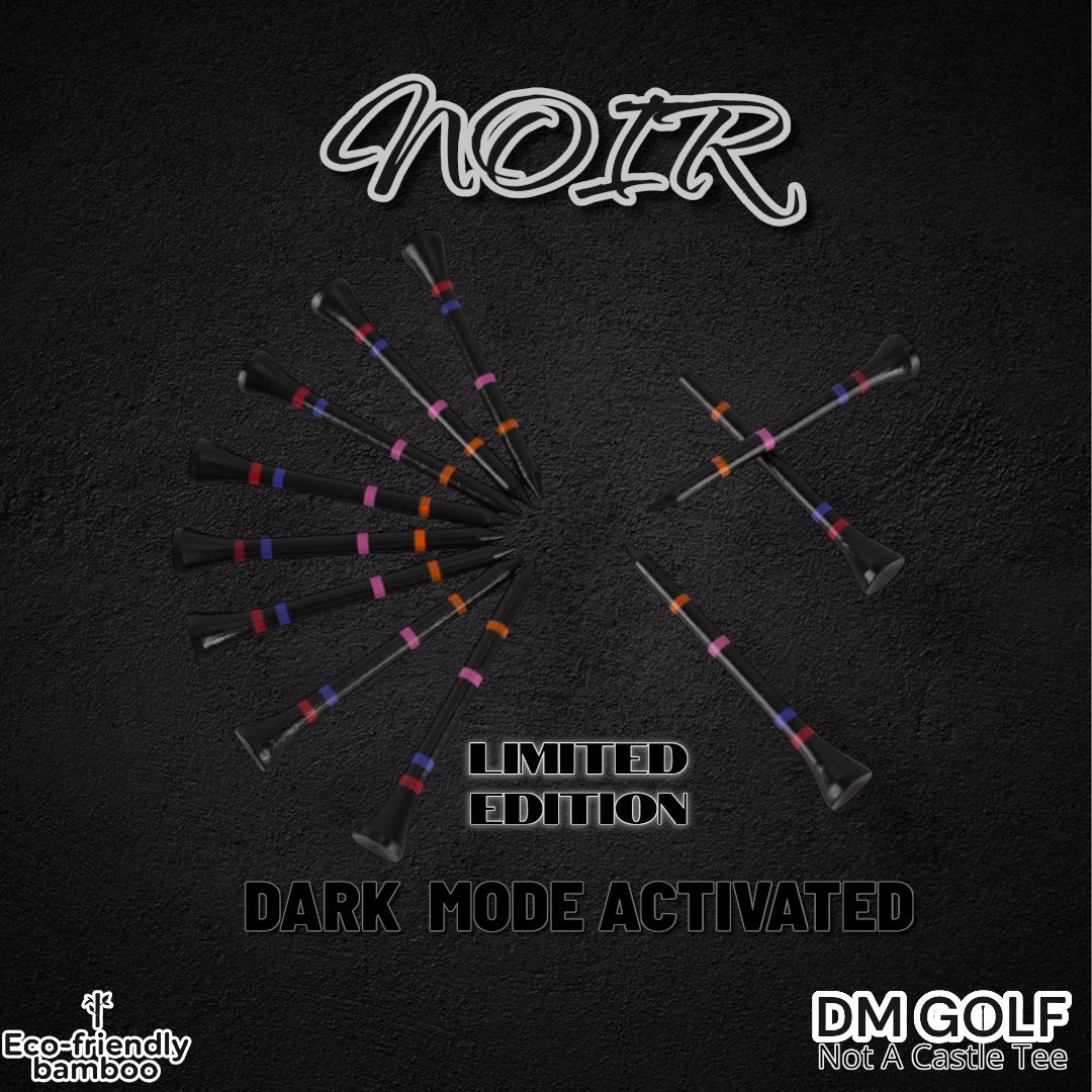 Noir-Not A Castle Tee-Premium 70mm Bamboo Golf Tee With Orange, Pink, Blue & Red Castle Height Indicators-50 Pack