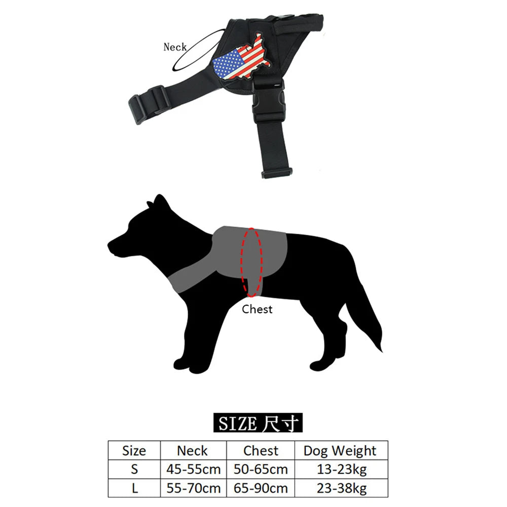 Dog Vest Tactical Dog Training Vest Chest Harness Traction Outdoor Training Adjustable Dog Pets Accessories
