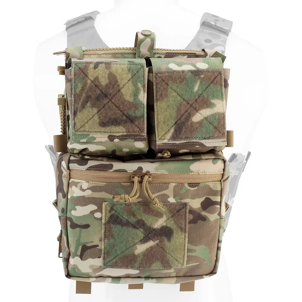 LV119 Tactical Vest Spiritus System Plate Carrier Vest Zip-on Expansion Assault Back Panel Storage Bag Airsoft Hunting Vest Gear