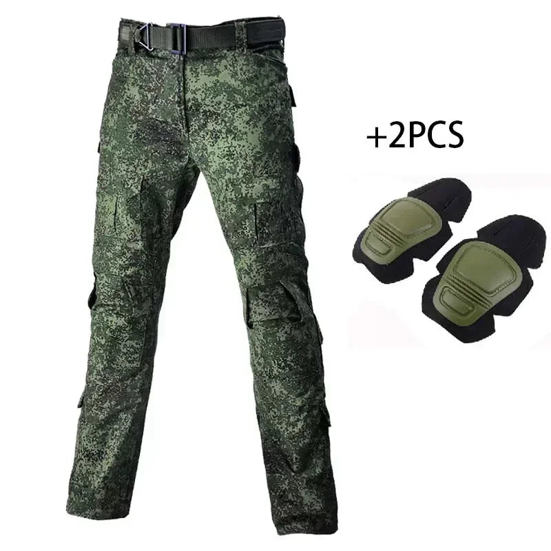 Outdoor Men Combat Pants +Knee Pads Tactical Pant Hiking Camo Pants Working Hunting Clothes Wear Resistant Multi-pocket
