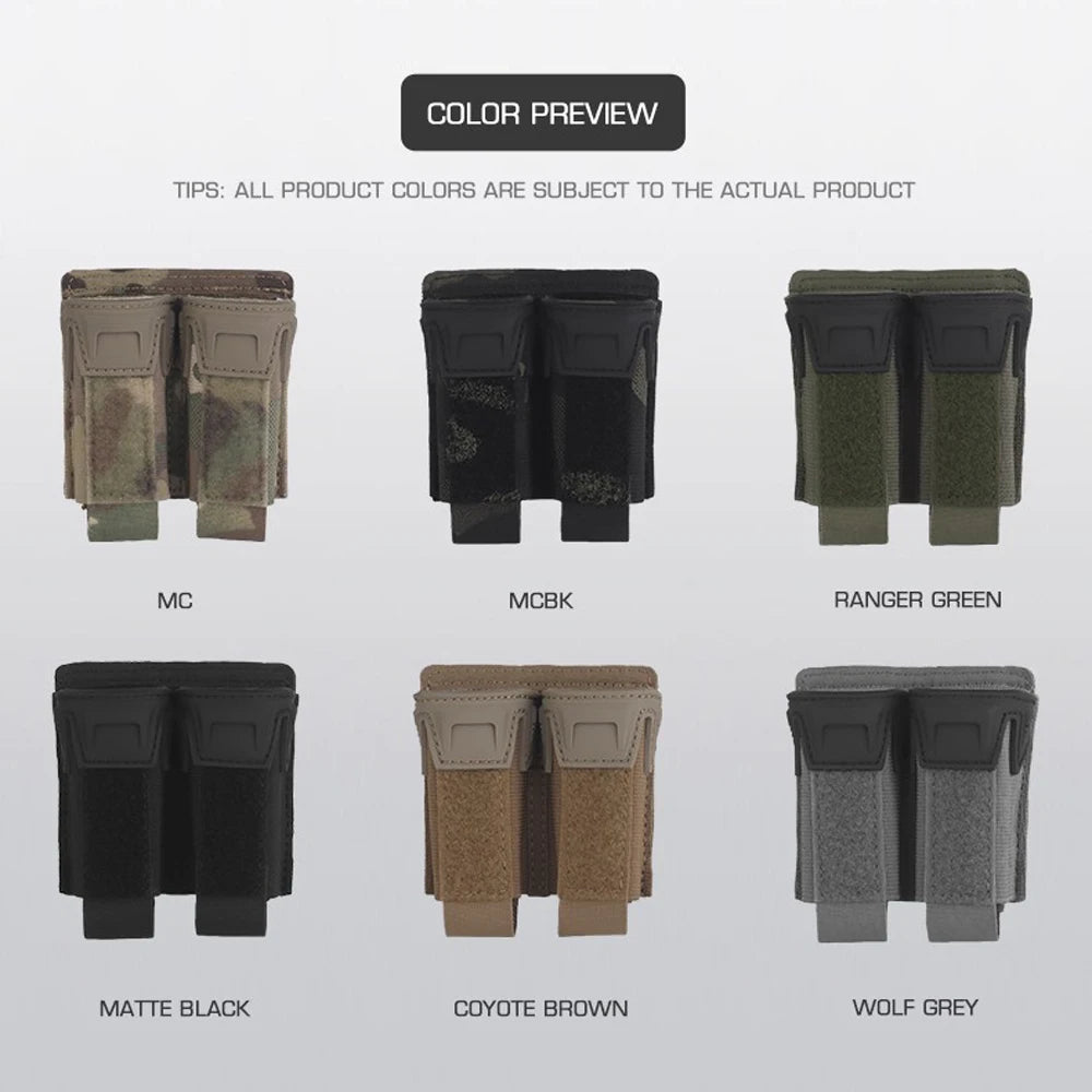 9MM Double Mag Pouch Agilit Style Pincers Pistol Magazine Pouch MOLLE Quick Release Airsoft Hunting Vest Tactical Belt Gear