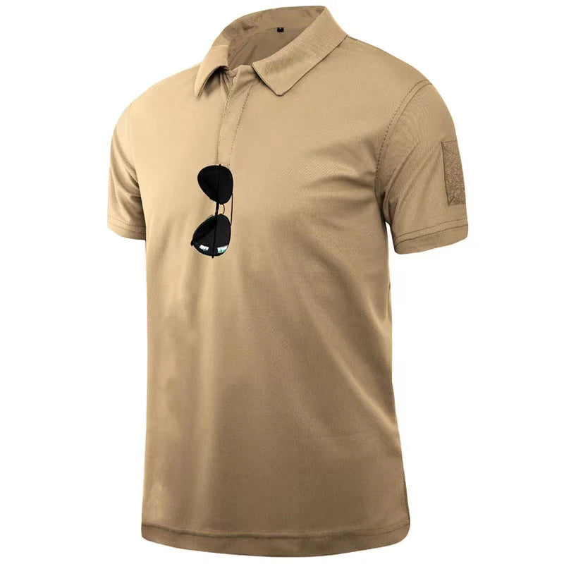 Men's Summer Quick Dry Pullerover O-Neck Lapel Tees Breathable Camping Trekking Hiking Climbing Quick Dry Sports M-4XL T-Shirt