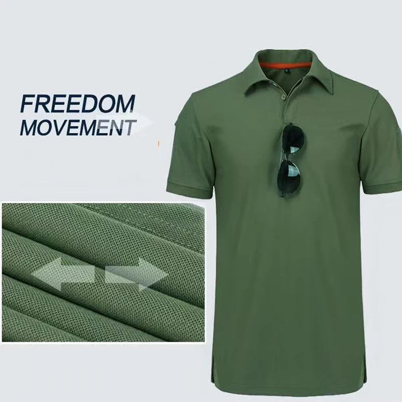 Men's Summer Quick Dry Pullerover O-Neck Lapel Tees Breathable Camping Trekking Hiking Climbing Quick Dry Sports M-4XL T-Shirt