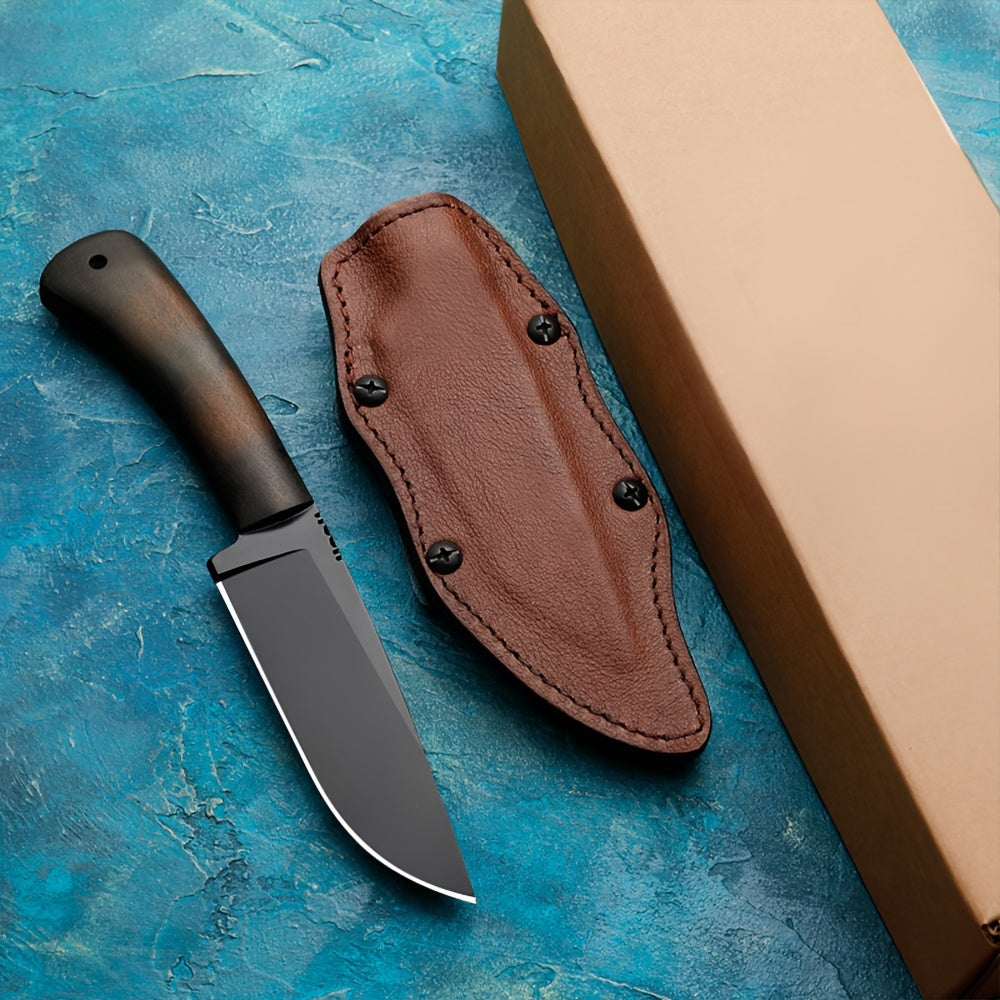 Heavy-Duty Survival Knife with Fixed Blade - Full-Tang Construction, Sharp Edge for Camping, Hunting, Tactical Use - Maple Handle - Sandwich Silent K Sheath with Non-Slip Grip - Outdoor Survival, Rescue, Everyday Carry - Idea