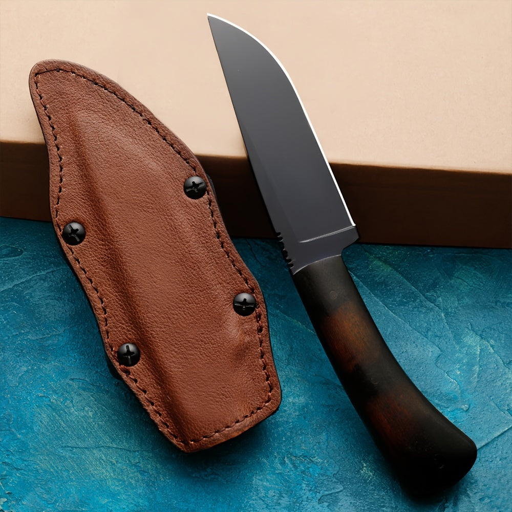 Heavy-Duty Survival Knife with Fixed Blade - Full-Tang Construction, Sharp Edge for Camping, Hunting, Tactical Use - Maple Handle - Sandwich Silent K Sheath with Non-Slip Grip - Outdoor Survival, Rescue, Everyday Carry - Idea