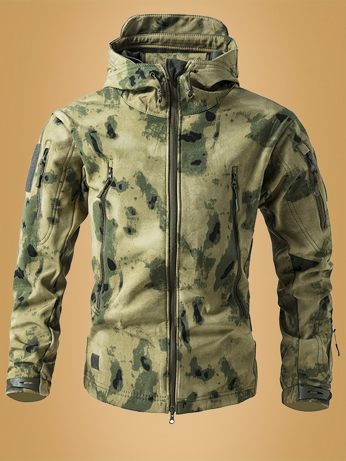 Men's Tactical Camouflage Jacket - Autumn and Winter Medium-Long Jacket with Hat and Zipper Closure, Jacket