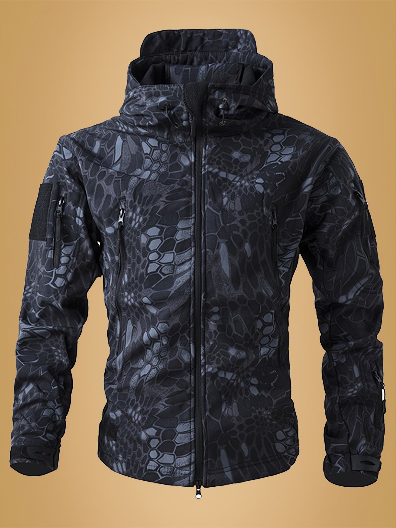 Men's Tactical Camouflage Jacket - Autumn and Winter Medium-Long Jacket with Hat and Zipper Closure, Jacket