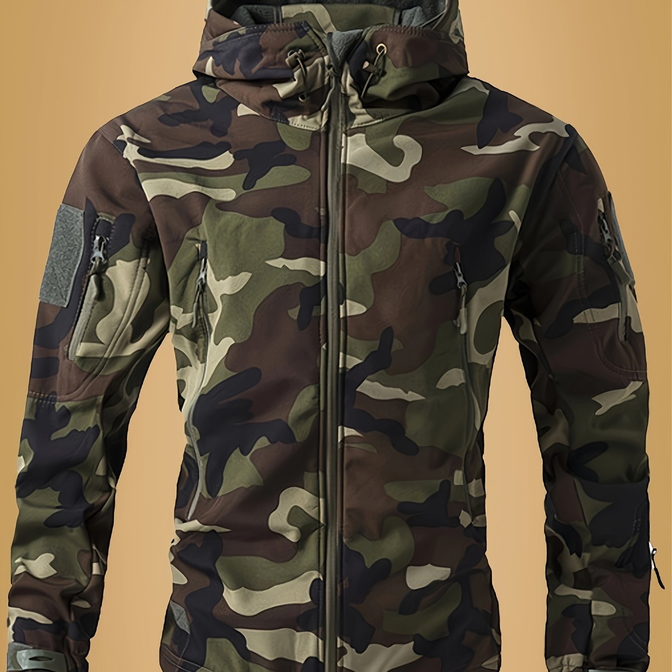 Men's Tactical Camouflage Jacket - Autumn and Winter Medium-Long Jacket with Hat and Zipper Closure, Jacket