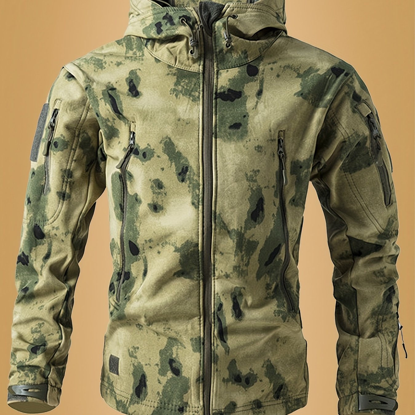 Men's Tactical Camouflage Jacket - Autumn and Winter Medium-Long Jacket with Hat and Zipper Closure, Jacket