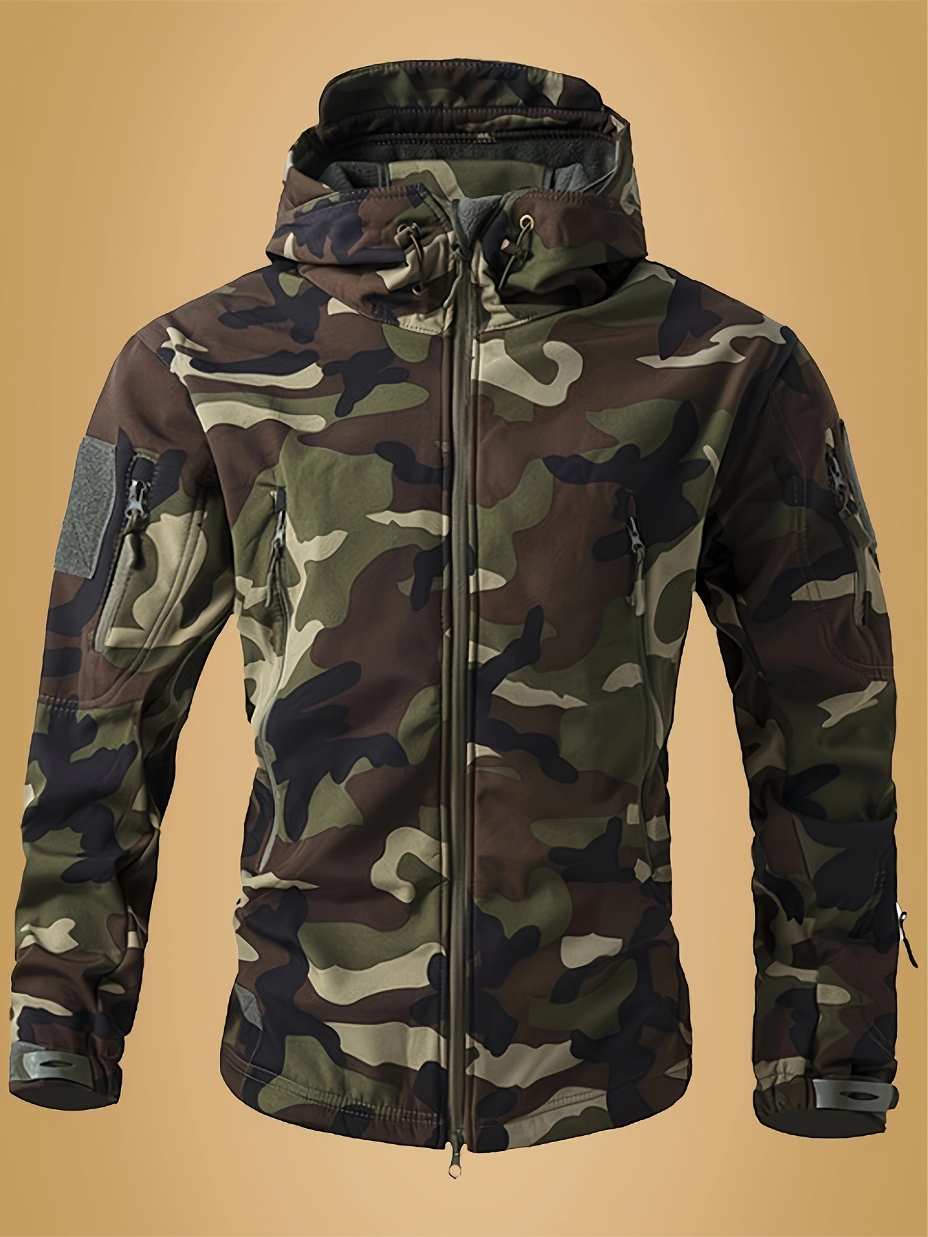 Men's Tactical Camouflage Jacket - Autumn and Winter Medium-Long Jacket with Hat and Zipper Closure, Jacket