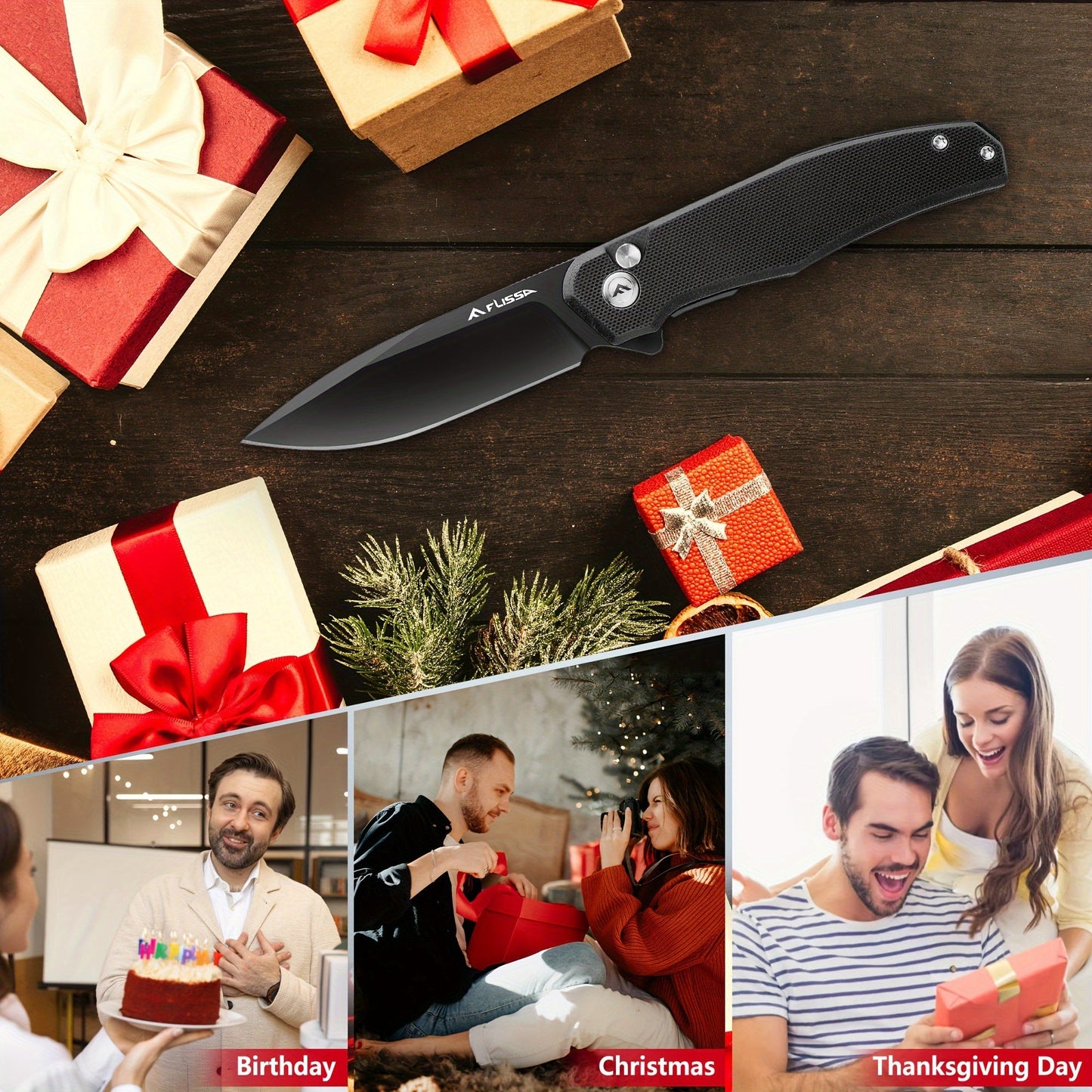 FLISSA Folding Pocket Knife, 4.5" G10 Handle EDC Knife With D2 Steel Blade, Button Lock And Pocket Clip, Tactical Knives For Men Women, Uesd For Outdoor, Survival, Hunting And Camping (Black) - Tactinest.com