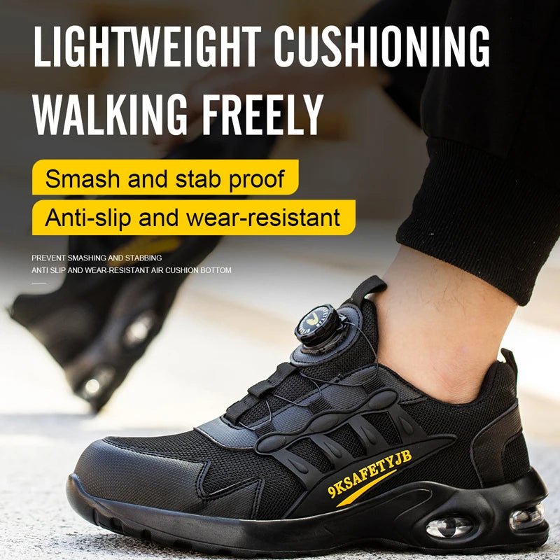 Men's Rotating Button Safety Shoes Steel Toe Work Sneakers Indestructible Shoes Puncture - Proof work Boots Air Cushion Men Boots - Tactinest.com