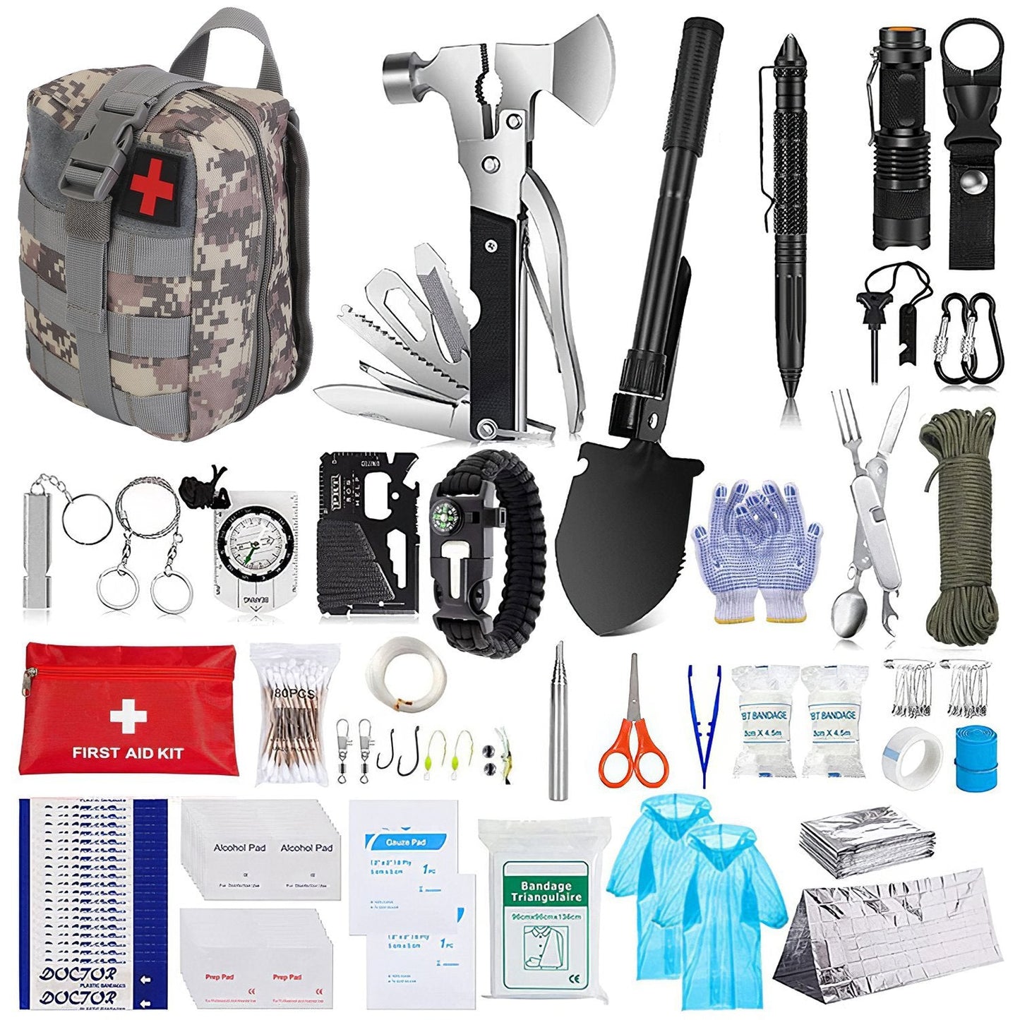 125Pcs Survival Kits Professional Emergency Survival Gear Tactical First Aid Kit Supplies For Outdoor Adventure Camping Hiking Hunting - Tactinest.com