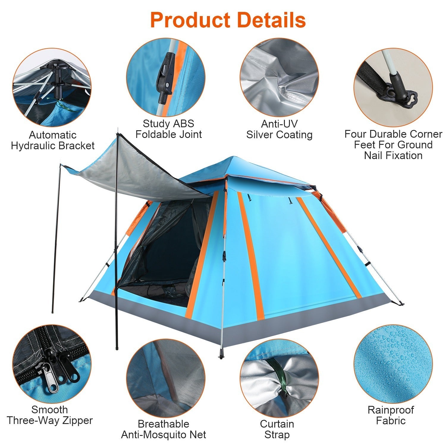1Pc 4 - 5 Person Camping Tent With 2 Mosquito Nets Windows Carry Bag Waterproof 7.05x7.05x4.46ft For Hiking Climbing Adventure Fishing Fedex Shipping - Tactinest.com