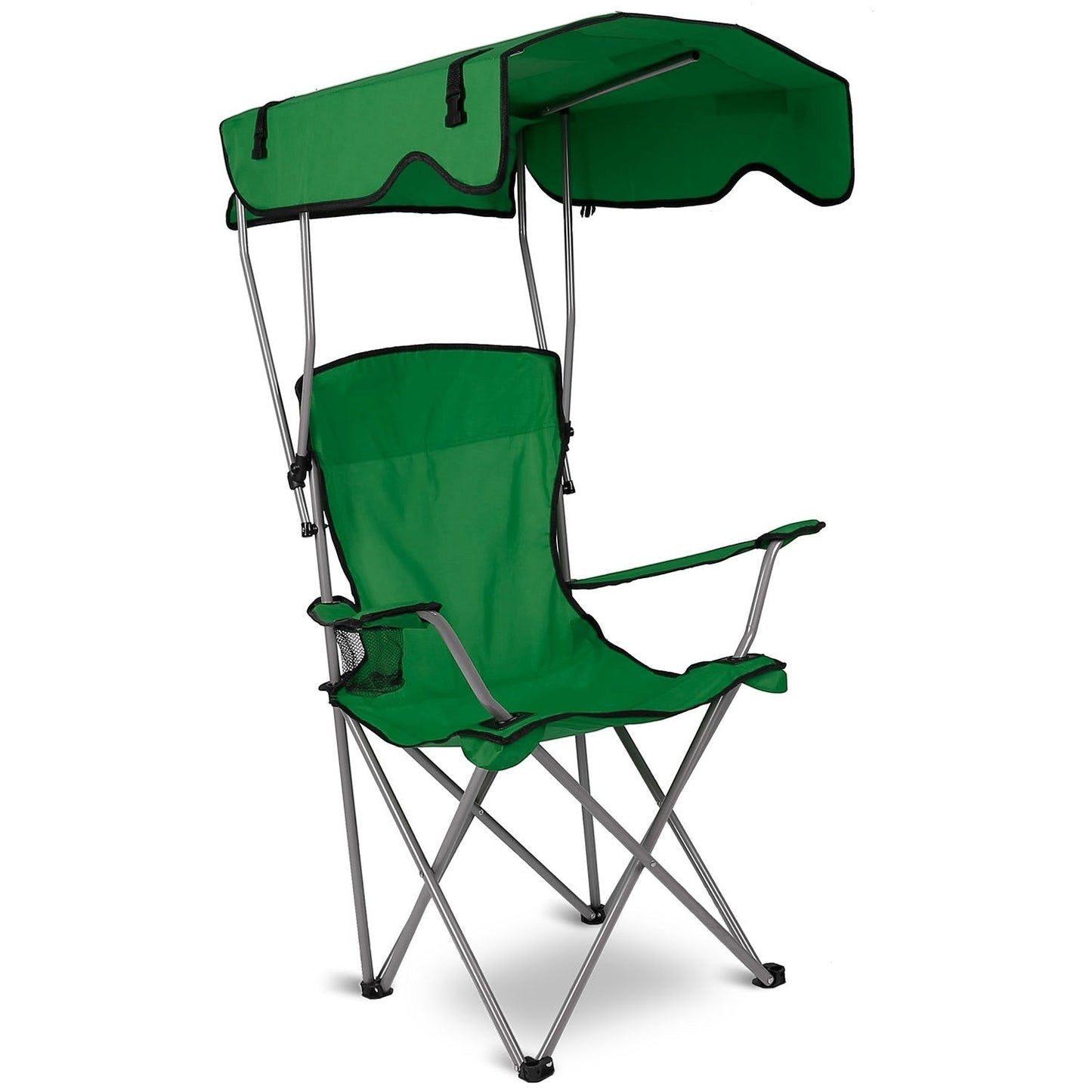 1Pc Foldable Camping Chair With Canopy Cup Holder 330LBS Max Load Folded As A Carry Bag Fedex Shipping - Tactinest.com