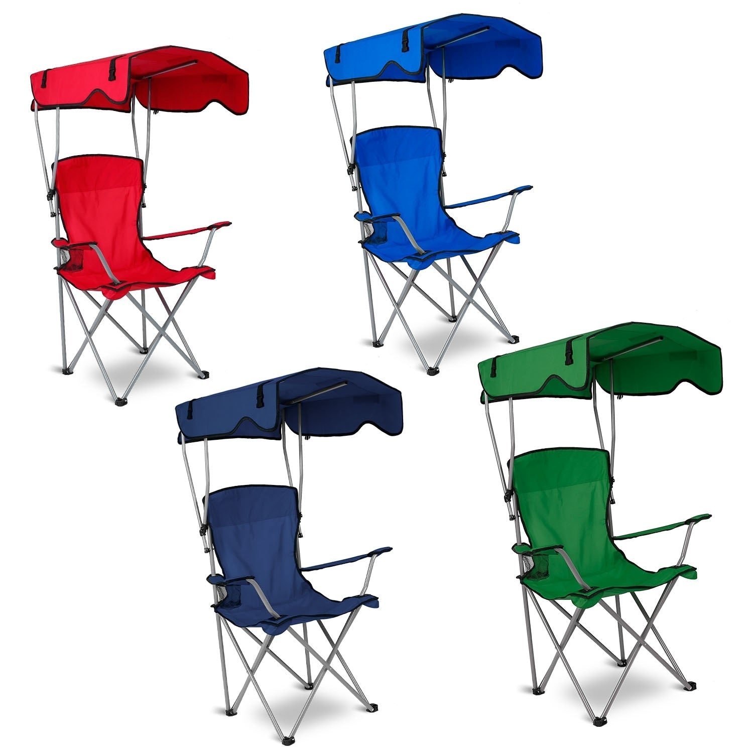 1Pc Foldable Camping Chair With Canopy Cup Holder 330LBS Max Load Folded As A Carry Bag Fedex Shipping - Tactinest.com