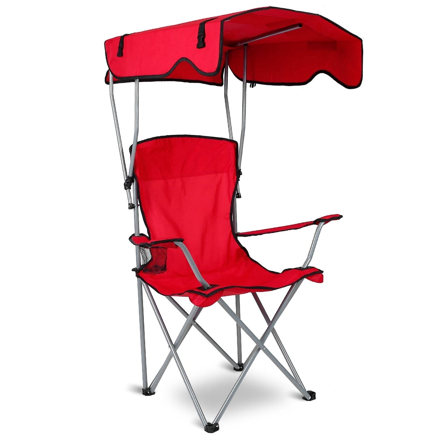 1Pc Foldable Camping Chair With Canopy Cup Holder 330LBS Max Load Folded As A Carry Bag Fedex Shipping - Tactinest.com
