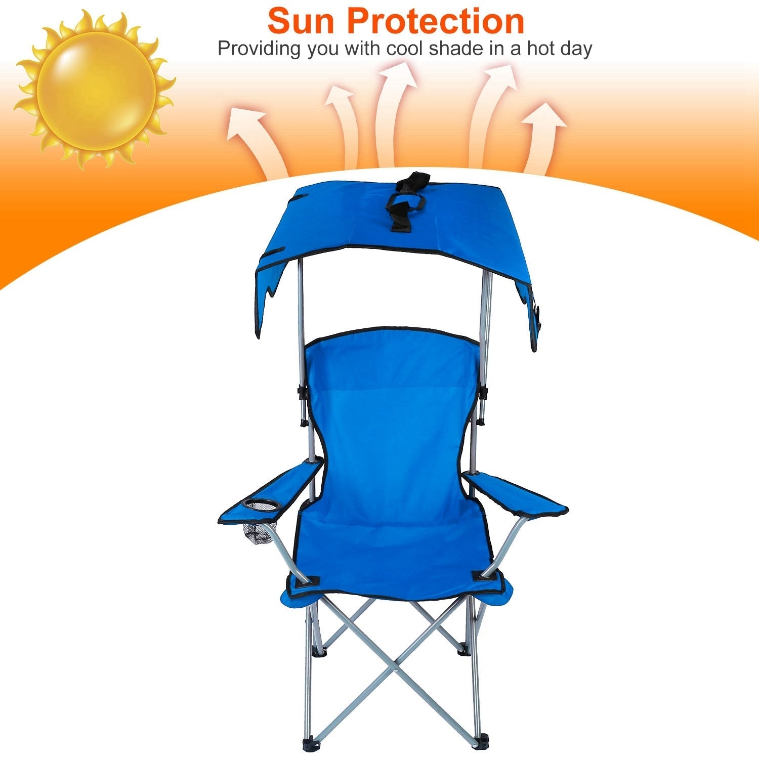 1Pc Foldable Camping Chair With Canopy Cup Holder 330LBS Max Load Folded As A Carry Bag Fedex Shipping - Tactinest.com