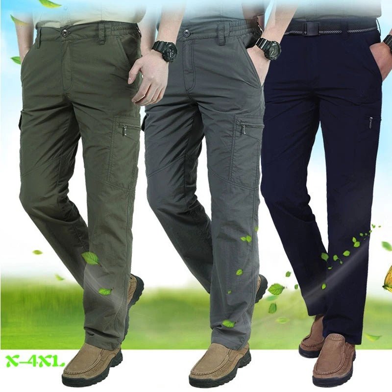 2025 Summer Men's Casual Cargo Trousers Outdoor Sports Pants Multi Pockets Tactical Pant Waterproof Camping Fishing Men Clothing - Tactinest.com